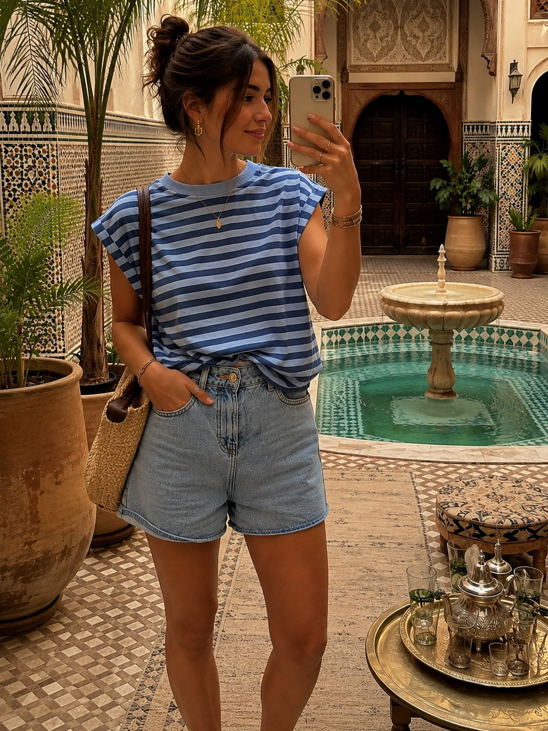 Jeans corto azul celeste