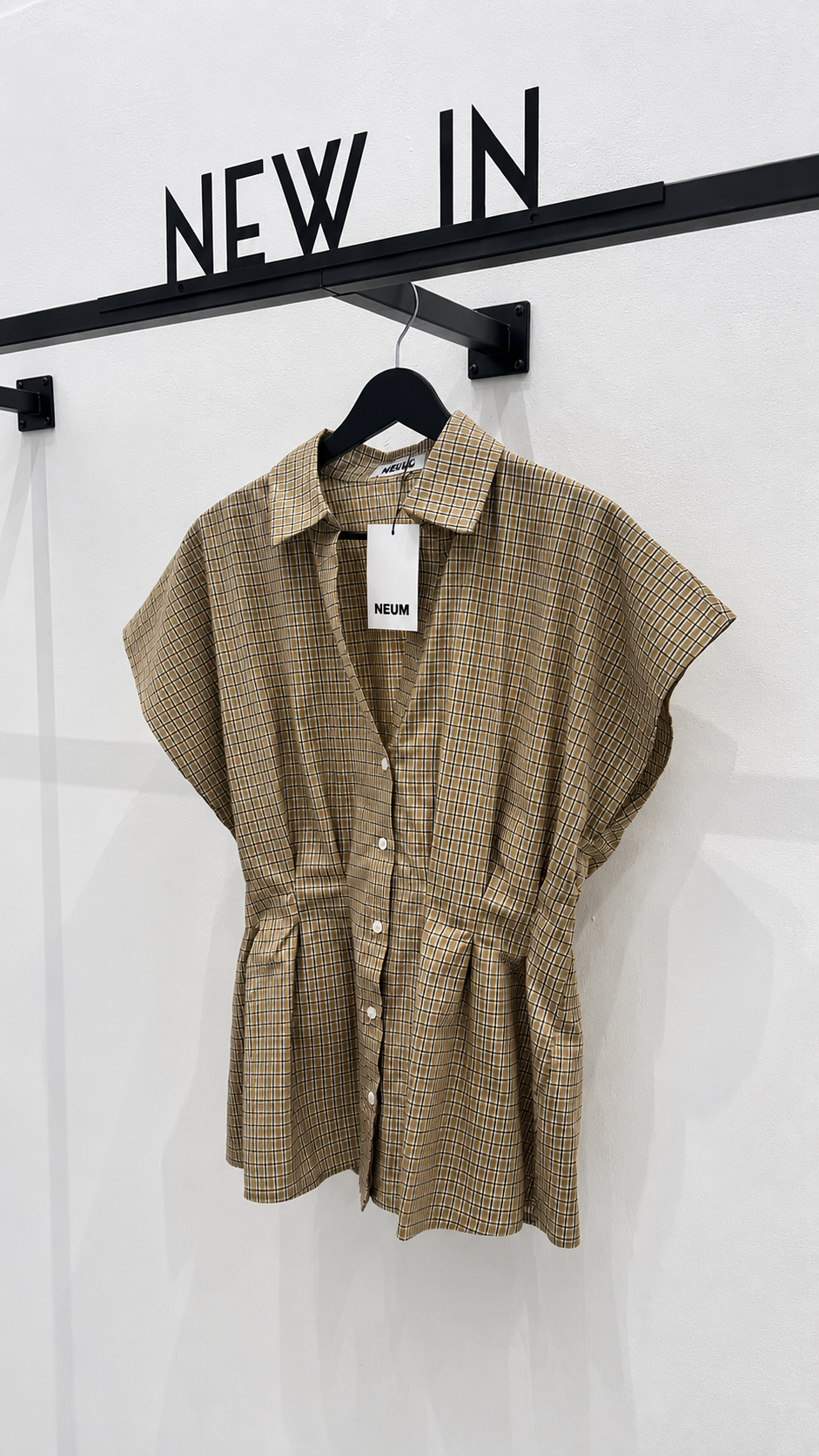 Blusa cuadros beige