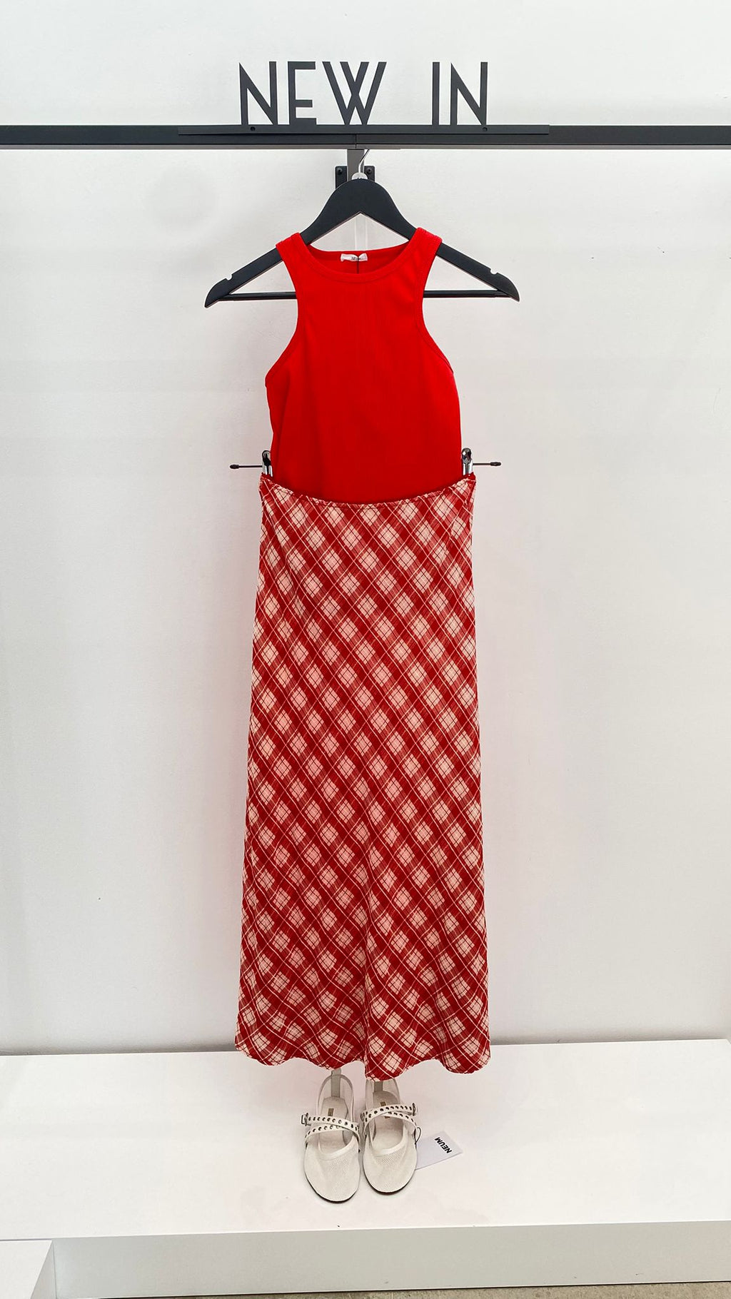 Falda larga cuadro rojo