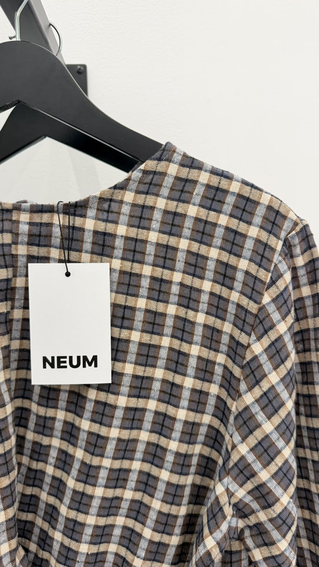 Camisa cruzada cuadro gris + taupe