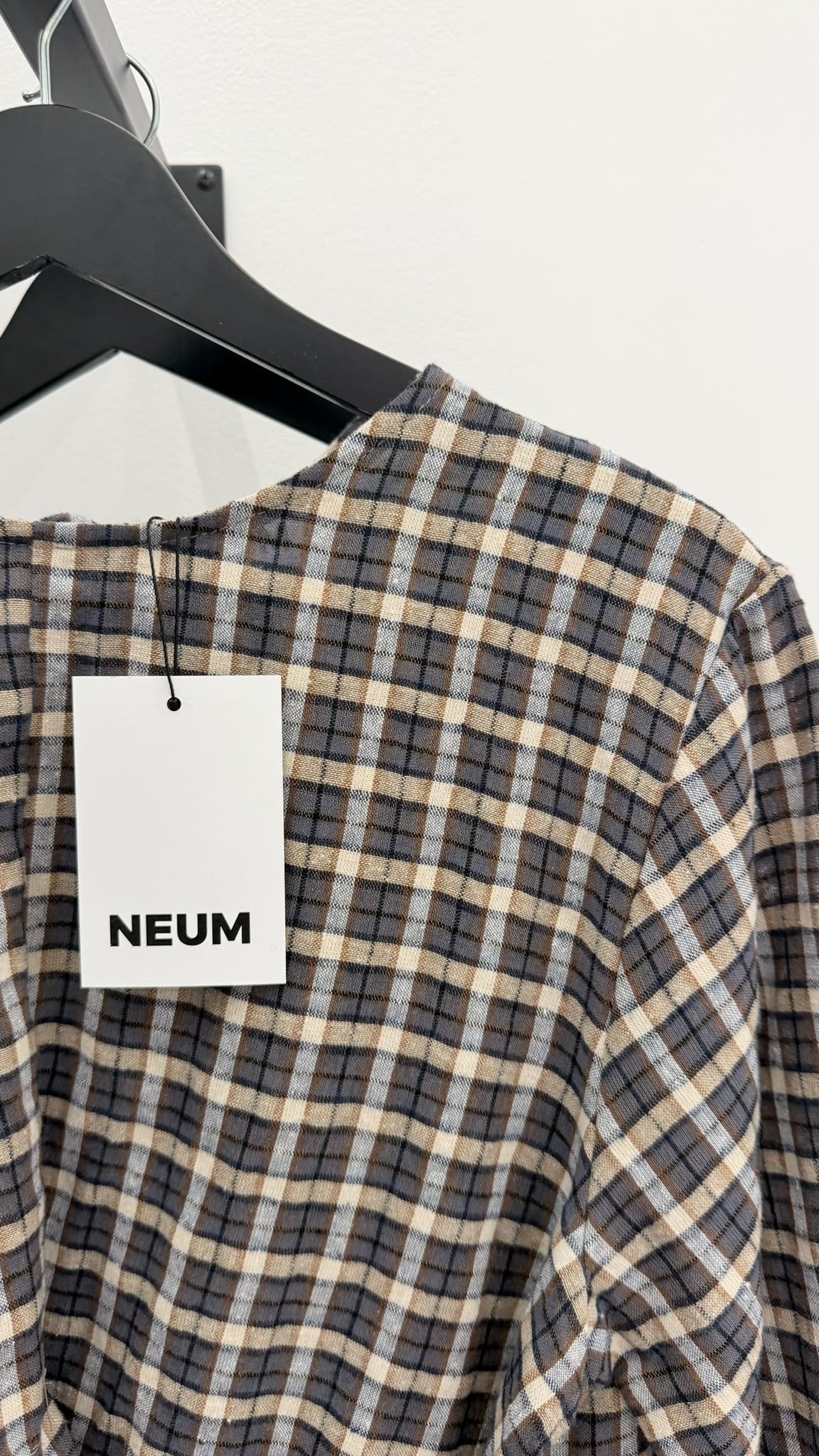 Camisa cruzada cuadro gris + taupe