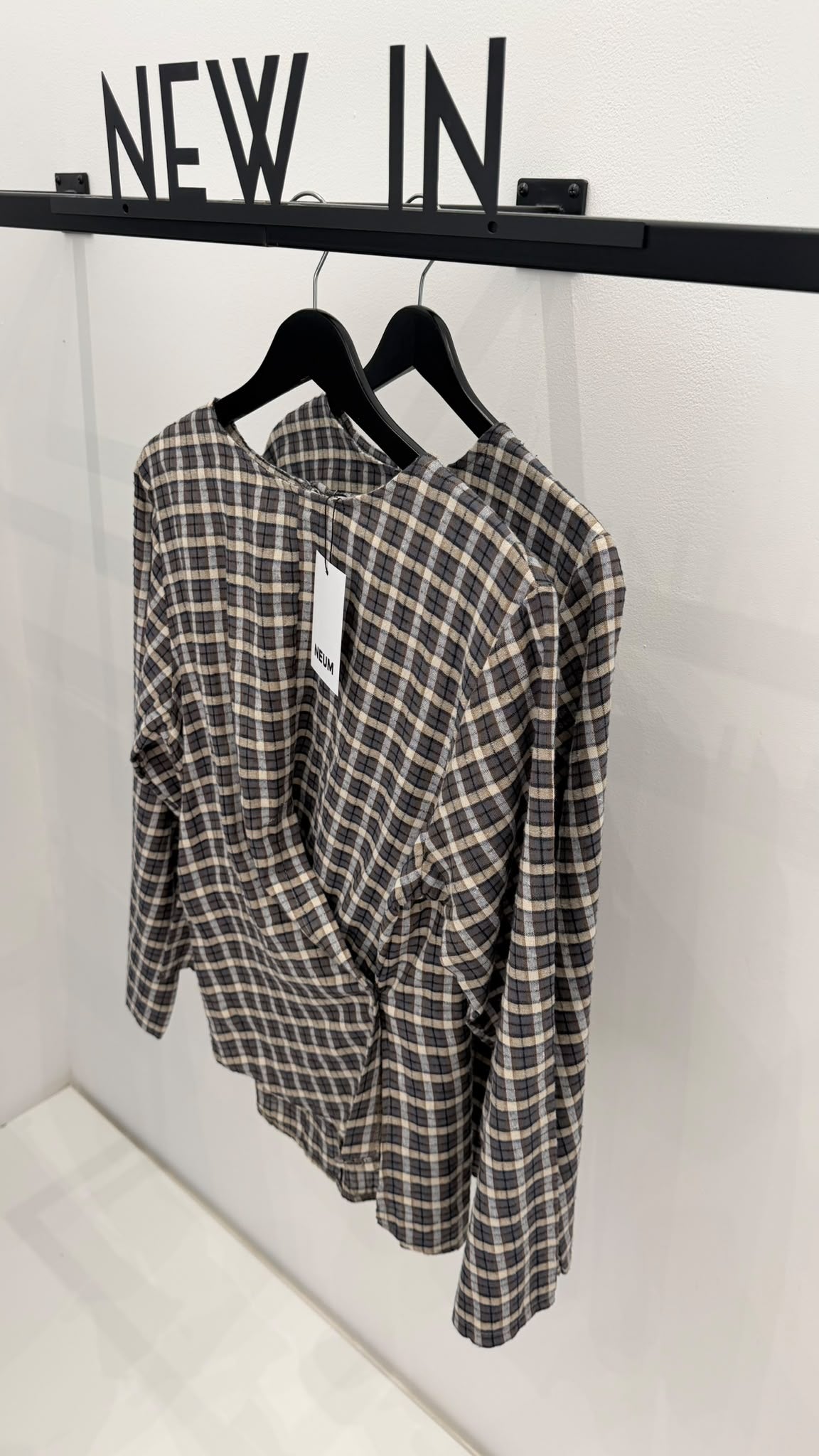 Camisa cruzada cuadro gris + taupe
