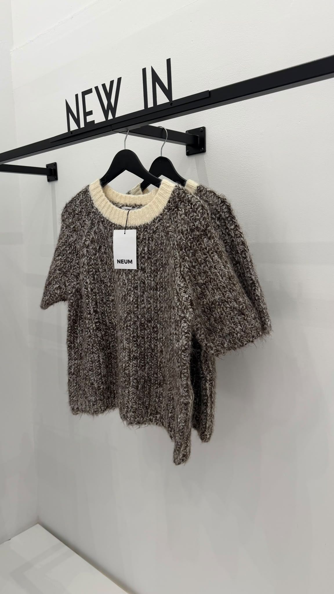 Camiseta manga corta punto chocolate + beige