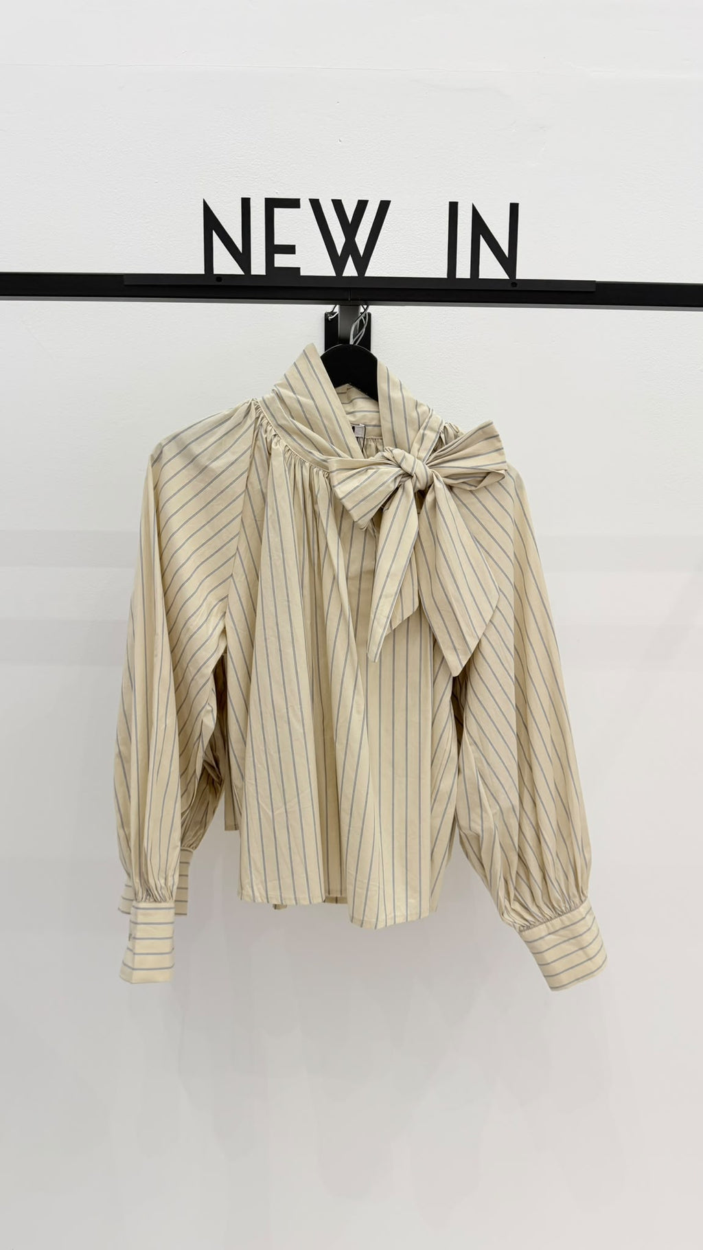 Camisa lazo rayas mantequilla + azul